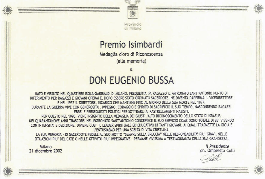 il premio lsimbardi della provincia di Milano